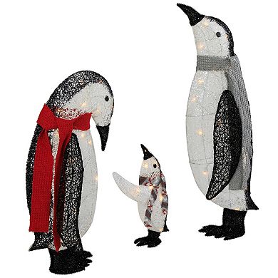 Northlight 3D Lighted Winter Penguin Family Outdoor Christmas Yard Decoration 3-piece Set