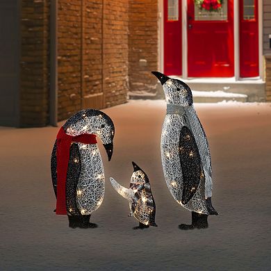 Northlight 3D Lighted Winter Penguin Family Outdoor Christmas Yard Decoration 3-piece Set