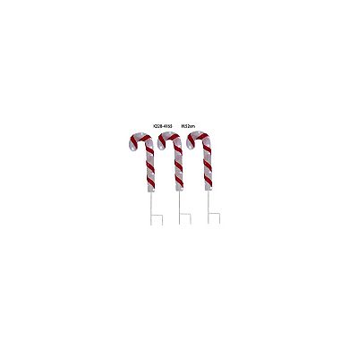 Northlight Lighted Candy Cane Christmas Pathway Lawn Stakes 3-piece Set
