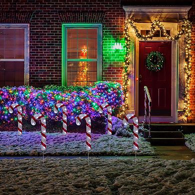 Northlight Lighted Candy Cane Christmas Pathway Lawn Stakes 3-piece Set
