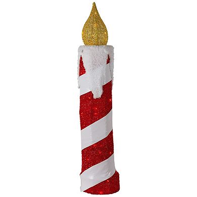 Northlight 3D Lighted Standing Striped Candle Christmas Outdoor Decoration