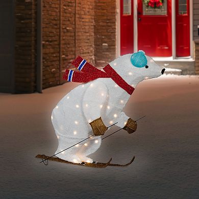 Northlight Lighted Skiing Polar Bear Outdoor Christmas Decoration