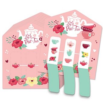 Big Dot Of Happiness Floral Let's Par-tea - Game Pickle Cards - Pull Tabs 3-in-a-row - Set Of 12