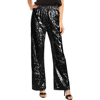 Women's Sparkly Sequin Flare Wide Leg Pants