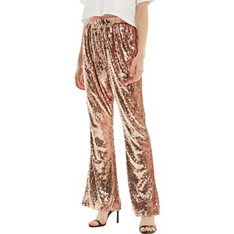 Women's Sparkly Sequin Flare Wide Leg Pants
