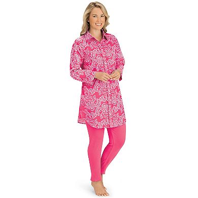 Collections Etc Women's Flannel Shirt And Legging Matching Set