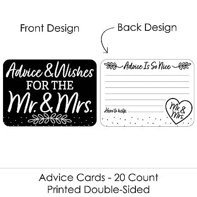 Big Dot Of Happiness Mr. & Mrs. Black & White Wedding Activities Advice Cards Game 20 Ct