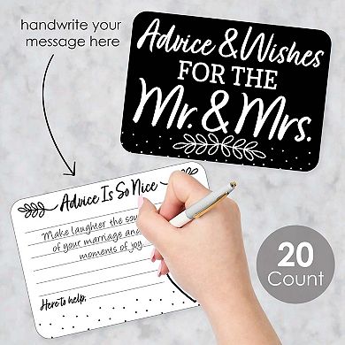Big Dot Of Happiness Mr. & Mrs. Black & White Wedding Activities Advice Cards Game 20 Ct