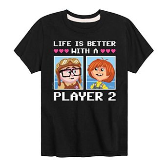 Disney's Up Boys 8-20 Life IS Better With Player 2 Graphic Tee