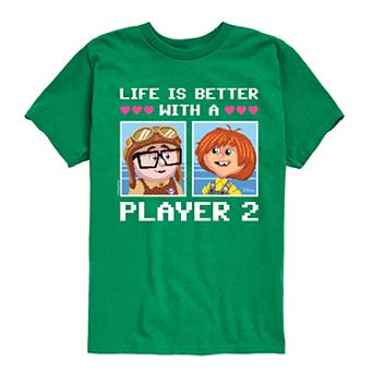 Disney's Up Boys 8-20 Life IS Better With Player 2 Graphic Tee