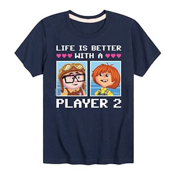 Disney's Up Boys 8-20 Life IS Better With Player 2 Graphic Tee