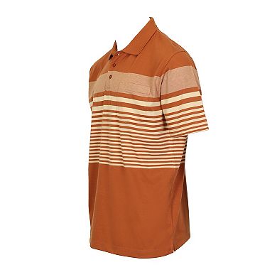Gioberti Men's Multi-stripe Short Sleeve Polo W/ Pocket