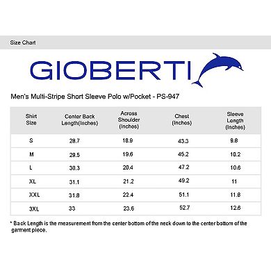 Gioberti Men's Multi-stripe Short Sleeve Polo W/ Pocket