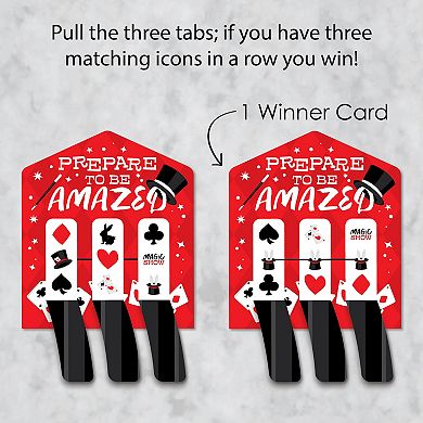 Big Dot Of Happiness Ta-da, Magic Show - Game Pickle Cards - Pull Tabs 3-in-a-row - Set Of 12