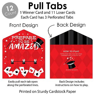Big Dot Of Happiness Ta-da, Magic Show - Game Pickle Cards - Pull Tabs 3-in-a-row - Set Of 12