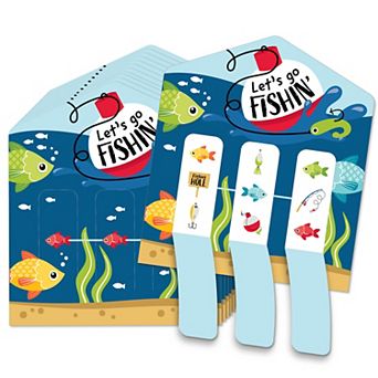 Big Dot Of Happiness Let's Go Fishing - Fish Game Pickle Cards - Pull Tabs 3-in-a-row - Set Of 12