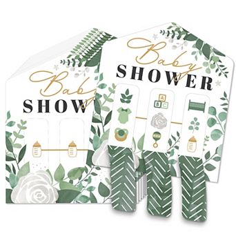 Big Dot Of Happiness Boho Botanical Baby - Game Pickle Cards - Pull Tabs 3-in-a-row - Set Of 12