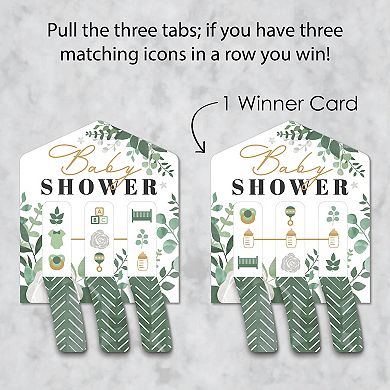 Big Dot Of Happiness Boho Botanical Baby - Game Pickle Cards - Pull Tabs 3-in-a-row - Set Of 12