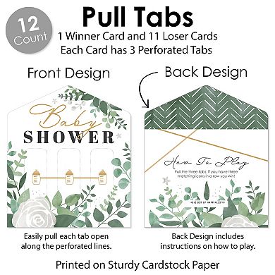 Big Dot Of Happiness Boho Botanical Baby - Game Pickle Cards - Pull Tabs 3-in-a-row - Set Of 12