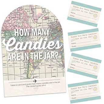Big Dot Of Happiness World Awaits Travel Themed Party Game Candy Guessing Game