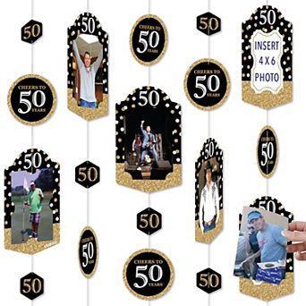 Big Dot Of Happiness Adult 50th Birthday Gold Party Hanging Vertical Photo Garland 35 pc