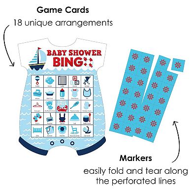Big Dot Of Happiness Ahoy It's A Boy - Picture Cards & Markers - Baby Shower Bingo Game 18 Ct