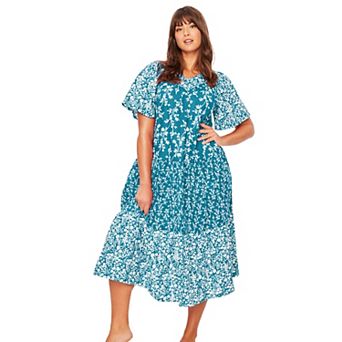 Only Necessities Plus Size Tiered Print Lounger