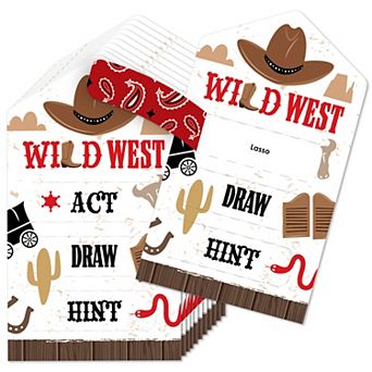 Big Dot Of Happiness Western Hoedown - Game Pickle Cards - Act, Draw, Hint Pull Tabs - Set Of 12