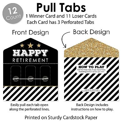 Big Dot Of Happiness Happy Retirement Party Game Pickle Cards Pull Tabs 3-in-a-row 12 Count