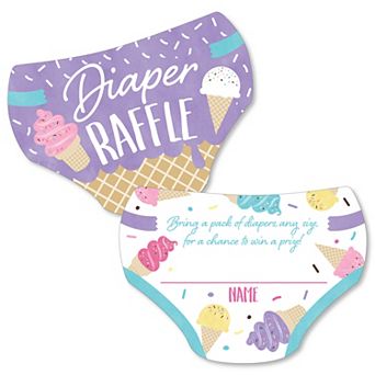 Big Dot Of Happiness Scoop Up The Fun Ice Cream Baby Shower Diaper Raffle Game - 24 ct