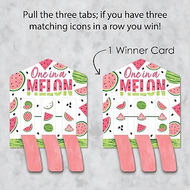 Big Dot Of Happiness Sweet Watermelon - Fruit Game Pickle Cards - Pull Tabs 3-in-a-row - Set Of 12