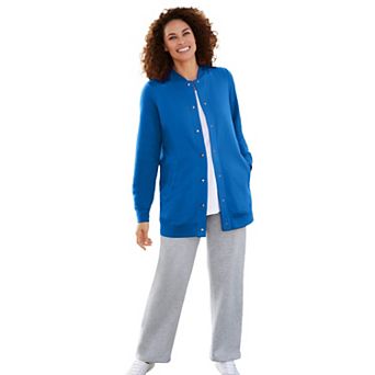 Woman Within Plus Size Fleece Baseball Jacket