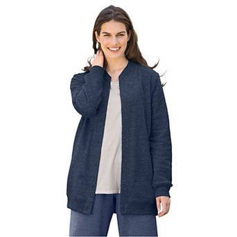 Woman Within Plus Size Fleece Baseball Jacket