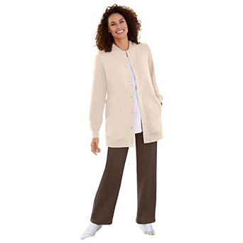 Woman Within Plus Size Fleece Baseball Jacket