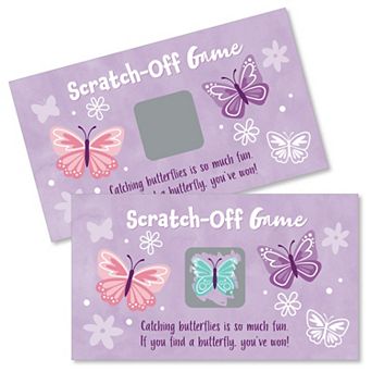 Big Dot Of Happiness Beautiful Butterfly Baby Shower & Birthday Party Game Scratch Offs 22 ct