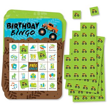 Big Dot Of Happiness Smash & Crash - Monster Truck - Boy Birthday Party Bingo Game - 18 ct
