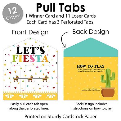 Big Dot Of Happiness Let's Fiesta Mexican Fiesta Game Cards Pull Tabs 3-in-a-row 12 Count