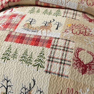 Marcielo 3 Piece Christmas Quilt Bedspread Set