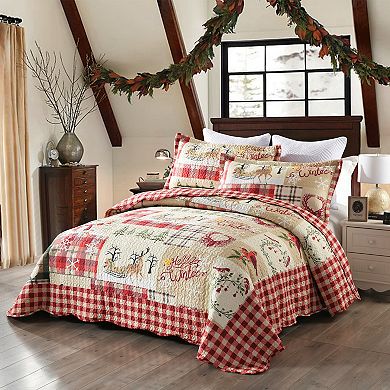 Marcielo 3 Piece Christmas Quilt Bedspread Set
