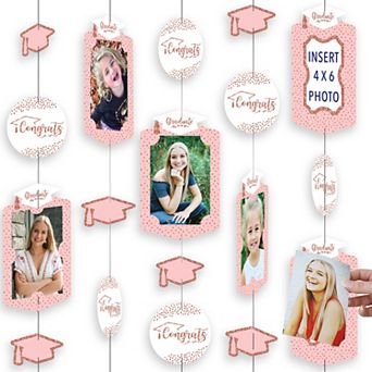 Big Dot Of Happiness Rose Gold Grad Party Backdrop Decor Hanging Vertical Photo Garland 35 pc