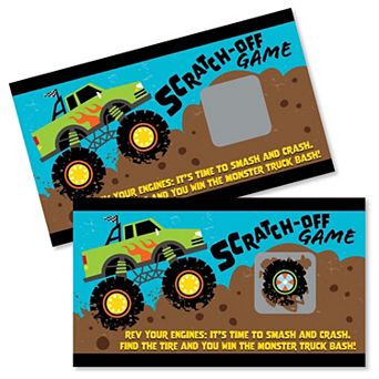 Big Dot Of Happiness Smash & Crash Monster Truck Birthday Party Game Scratch Off Cards 22 ct