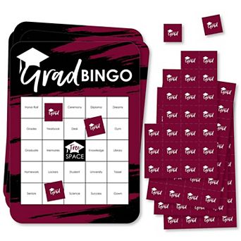 Big Dot Of Happiness Maroon Grad Best Is Yet To Come Cards & Markers Shaped Bingo Game 18 ct