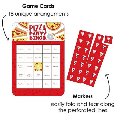 Big Dot Of Happiness Pizza Party Time Cards/markers Baby Shower Or Birthday Bingo Game 18 Ct