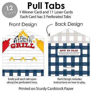 Big Dot Of Happiness Fire Up The Grill Summer Bbq Picnic Game Pull Tabs 3-in-a-row 12 Ct