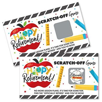 Big Dot Of Happiness Teacher Retirement - Happy Retirement Party Game Scratch Off Cards 22 ct