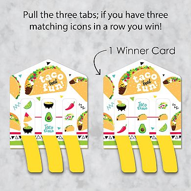 Big Dot Of Happiness Taco 'bout Fun - Mexican Game Pickle Cards - Pull Tabs 3-in-a-row - Set Of 12