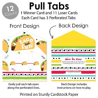 Big Dot Of Happiness Taco 'bout Fun - Mexican Game Pickle Cards - Pull Tabs 3-in-a-row - Set Of 12