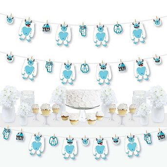 Big Dot Of Happiness Yeti To Party Abominable Snowman Decor Clothespin Garland Banner 44 pc