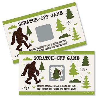 Big Dot Of Happiness Sasquatch Crossing - Bigfoot Party Game Scratch Off Cards - 22 ct
