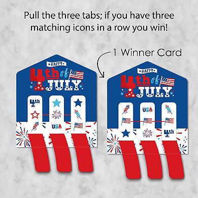 Big Dot Of Happiness Firecracker 4th Of July Party Game Cards Pull Tabs 3-in-a-row 12 Ct